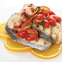 Grilled Mackerel Steaks with Citrus-Cherry Tomato Saut�